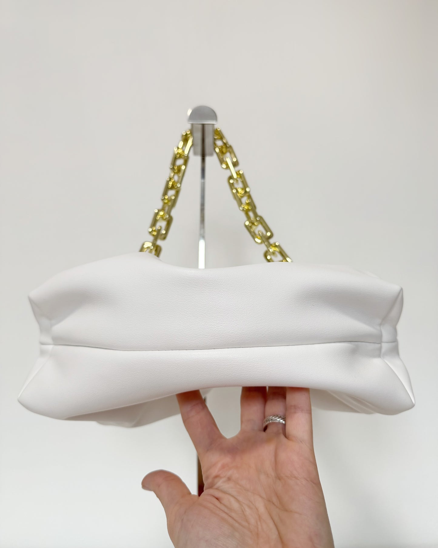Pouch Shoulder Bag with Gold Chunky Chain