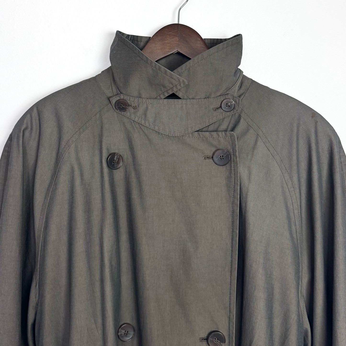 80s Trench Coat in Putty with Funnel Neck