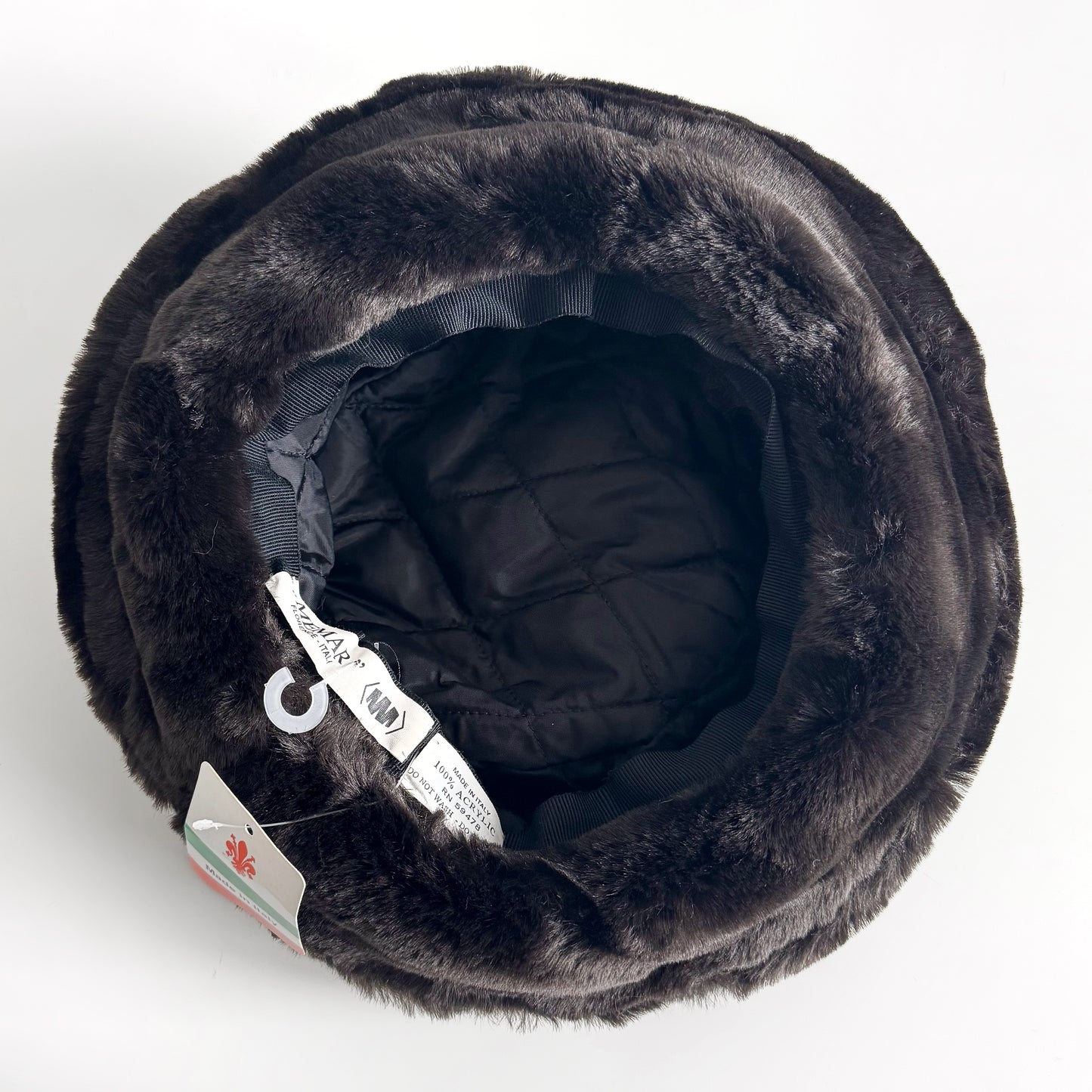 Faux Fur and Leather Italian Chocolate Brown Hat