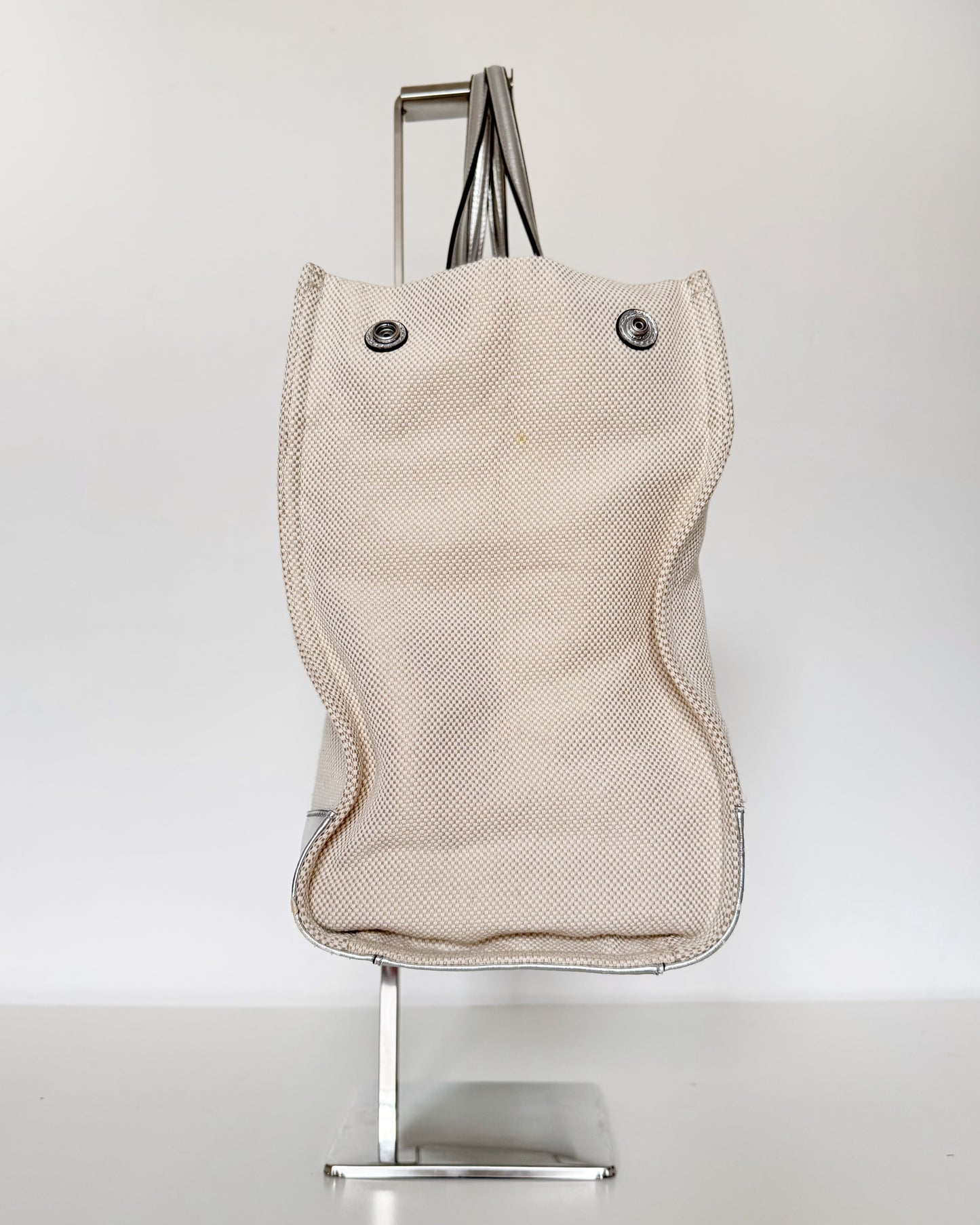 Tory Burch Canvas Logo Tote in Silver