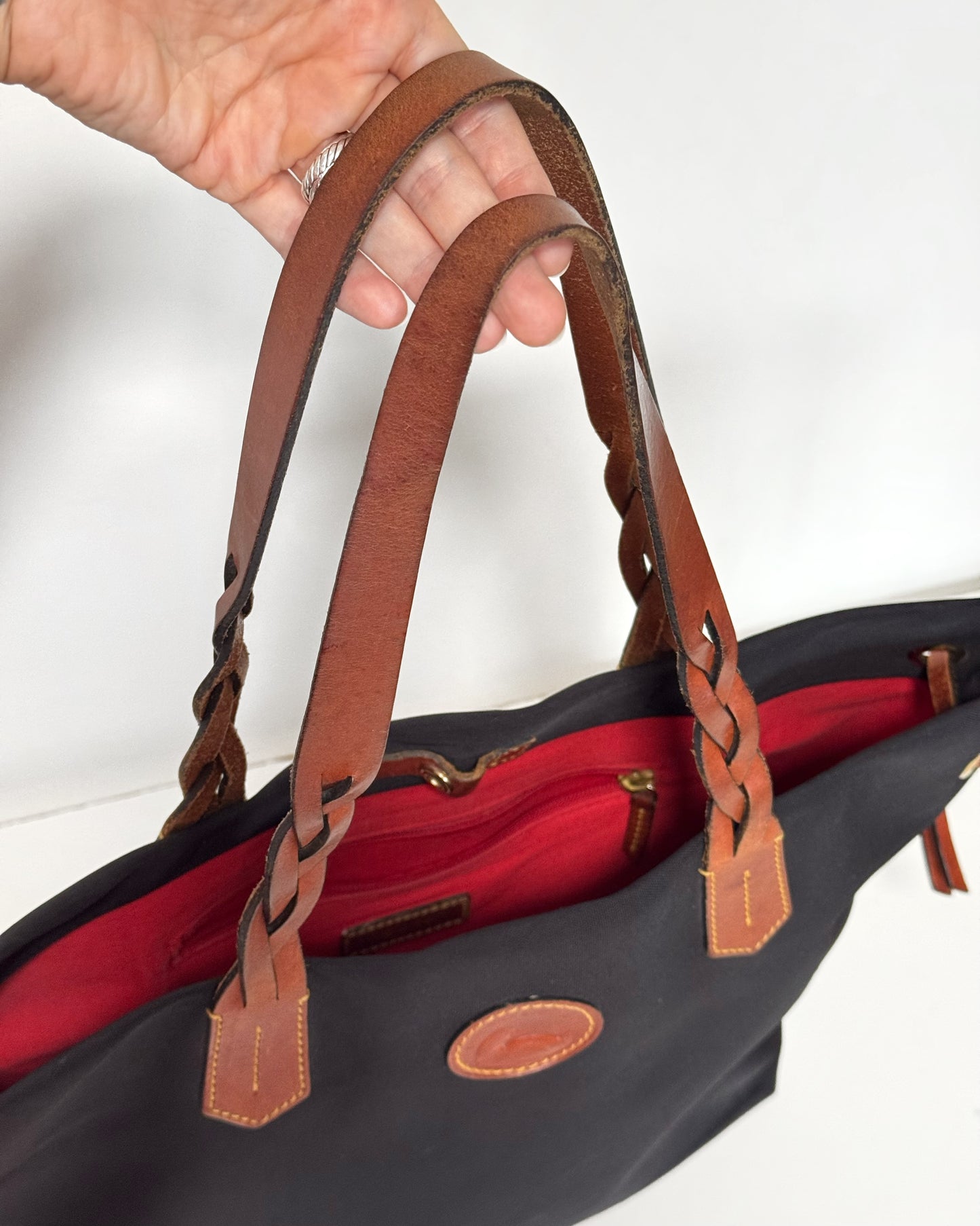Dooney & Bourke Nylon Tote with Braided Leather Details