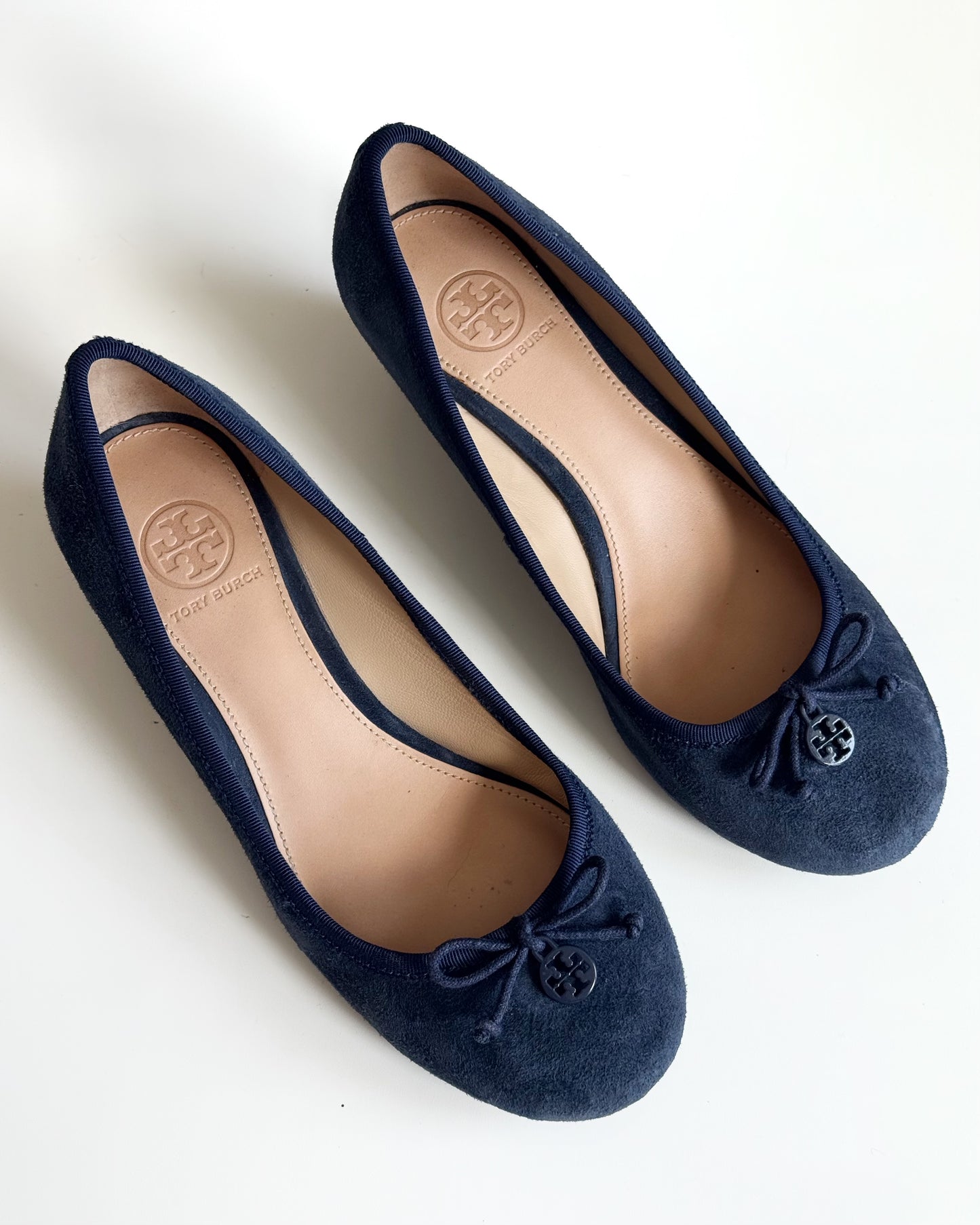 Tory Burch “Chelsea” Suede Wedges in Navy (6.5)