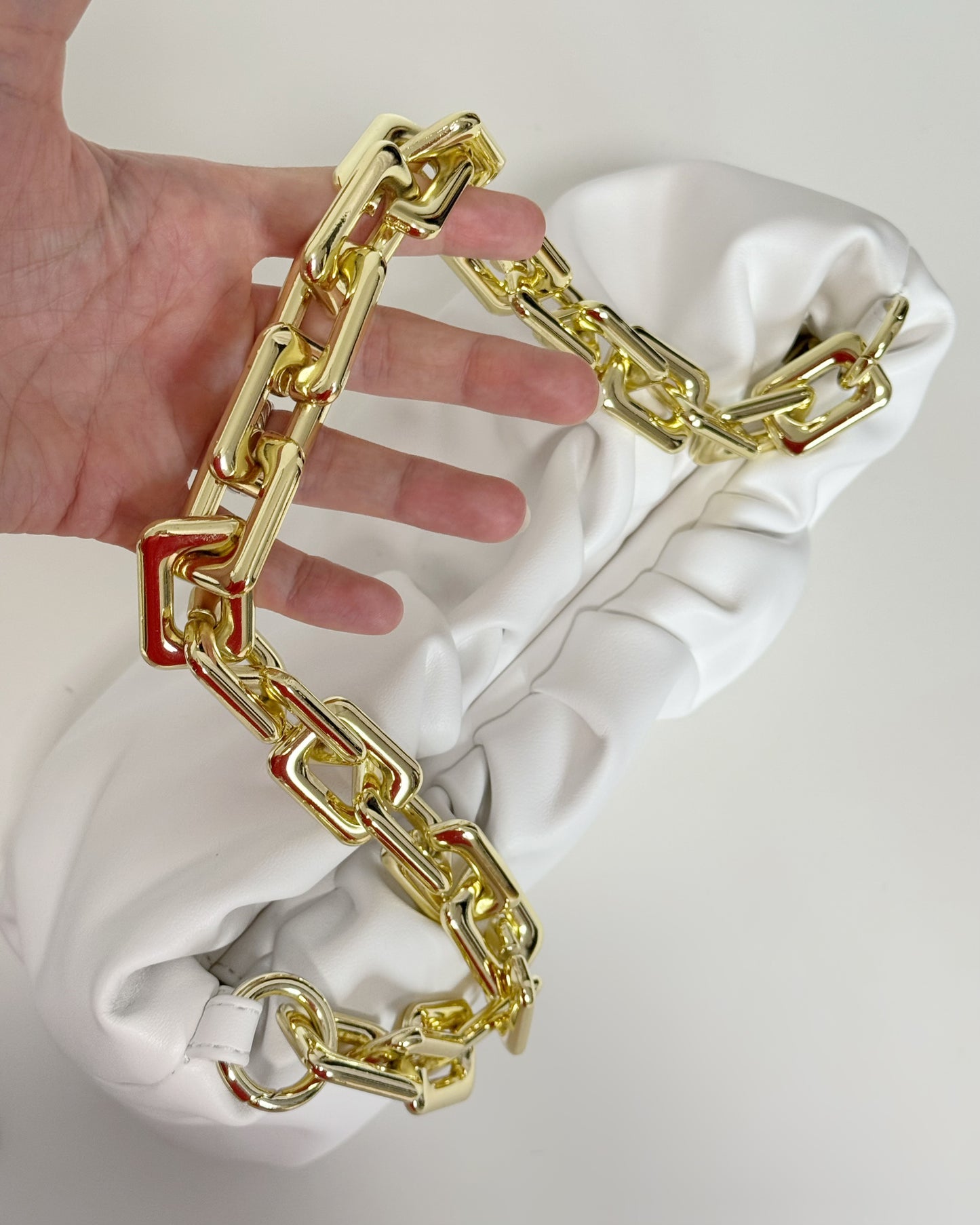 Pouch Shoulder Bag with Gold Chunky Chain