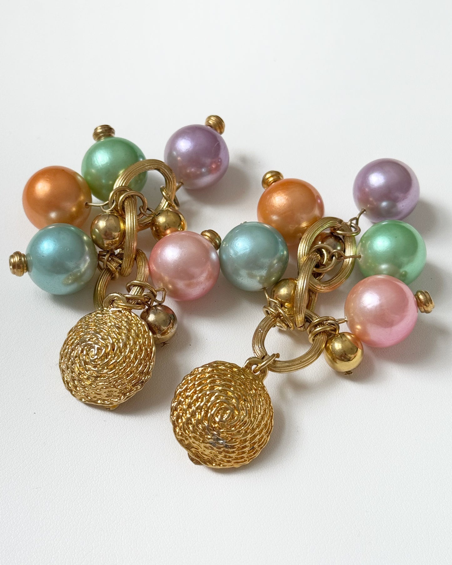 80s/90s Pastel Cluster Dangle Earrings