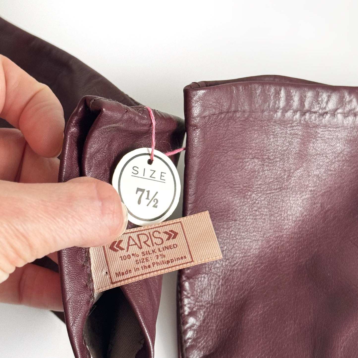 Genuine Leather Burgundy Gloves Long, Silk Lined