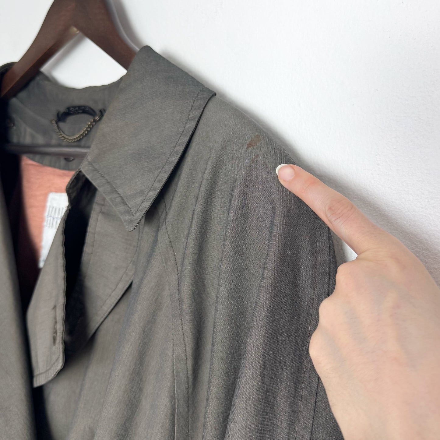 80s Trench Coat in Putty with Funnel Neck