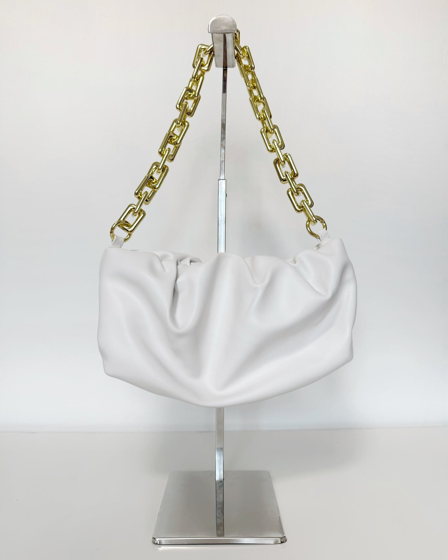 Pouch Shoulder Bag with Gold Chunky Chain
