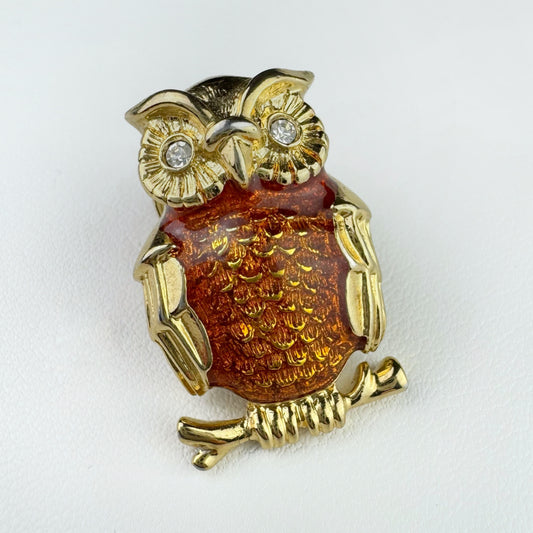 70s/80s Owl Amber Enamel Pin