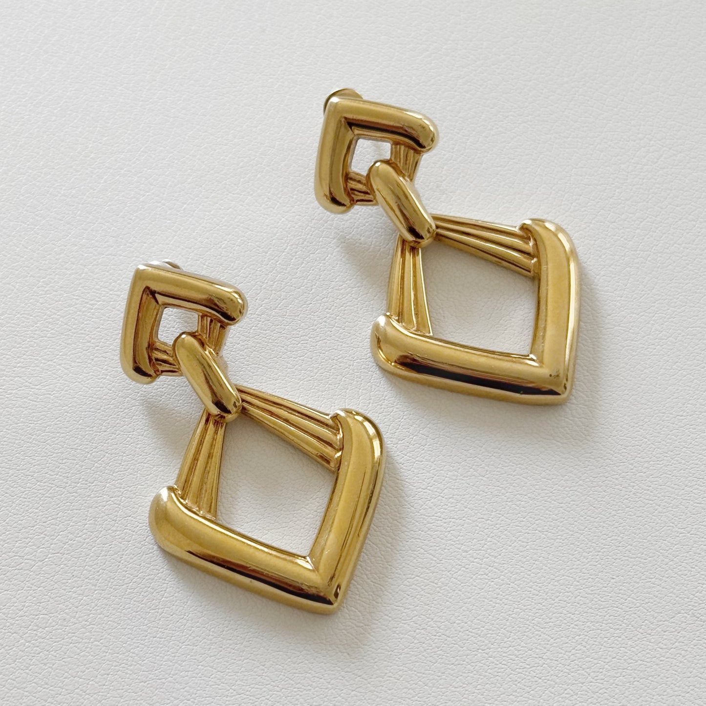 80s “Krementz” Geometric Triangle Dangle Earrings
