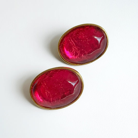 Essex Fuchsia Oval Clip Earrings