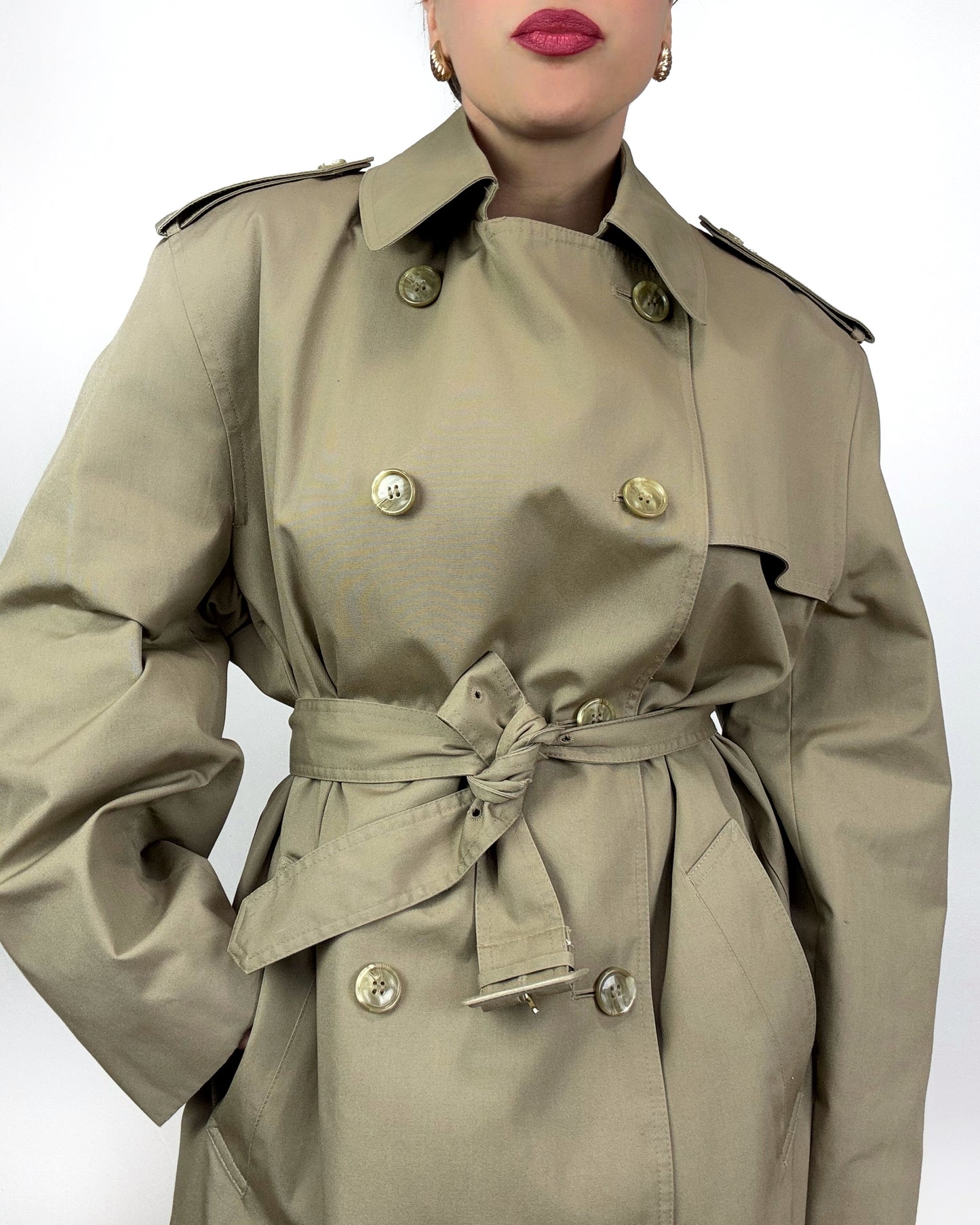 90s Minimal Trench Coat in Tan