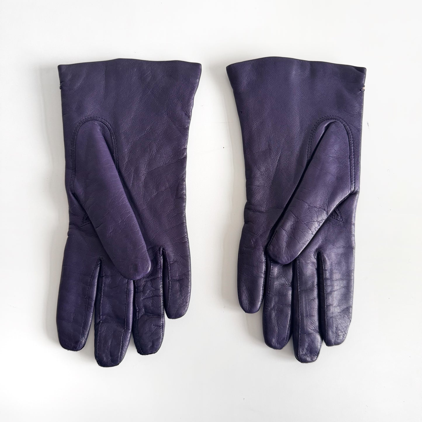 Genuine Leather Italian Purple Gloves, Cashmere Lined