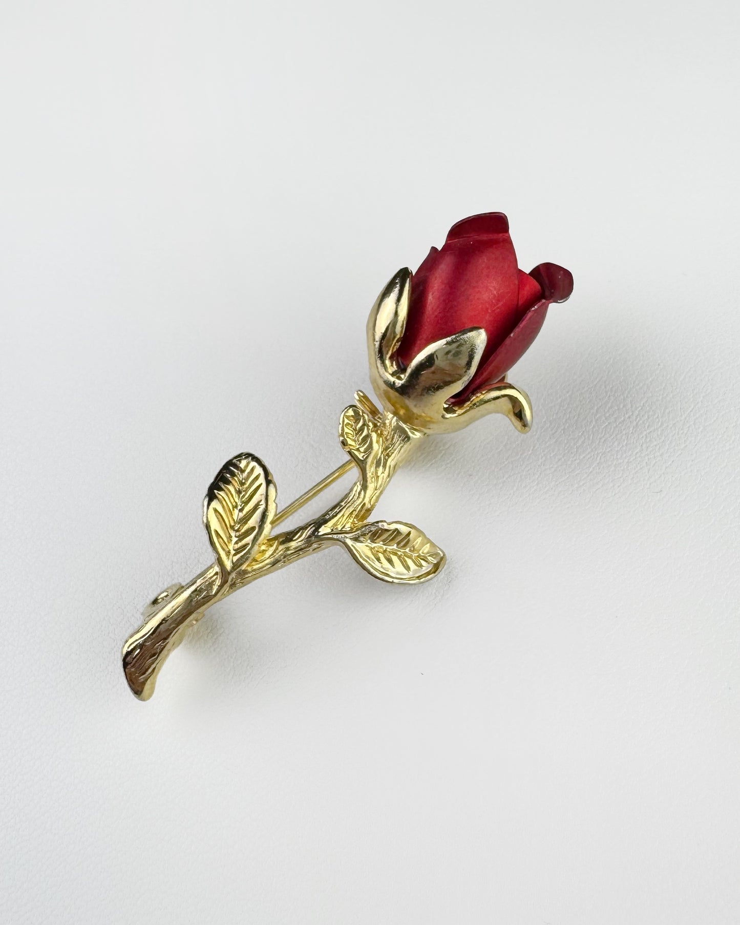 50s/60s Red Stem Rose Brooch
