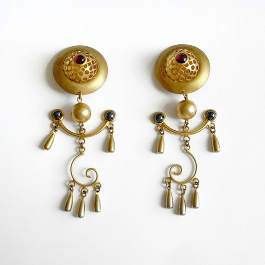 Karen Hall Chandelier Clip Earrings