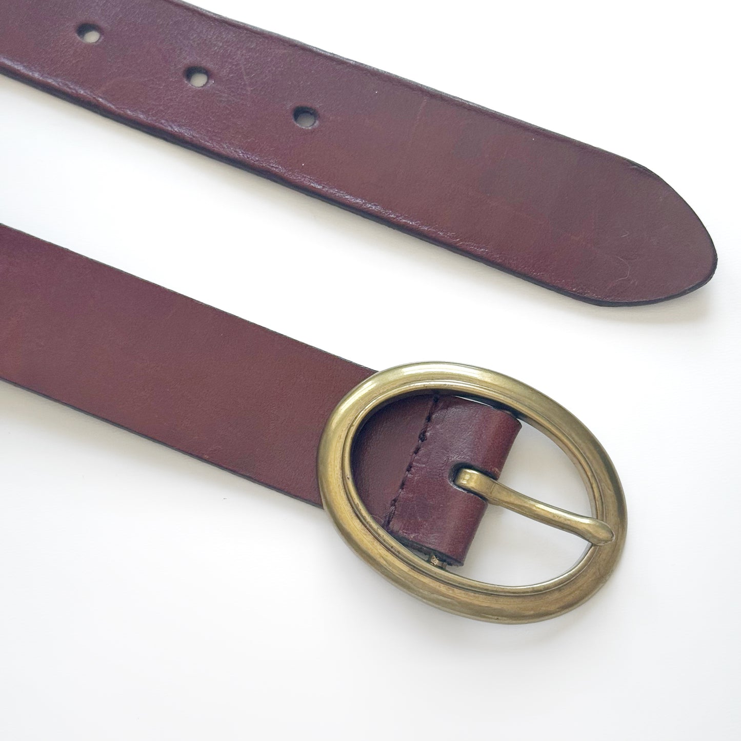 Genuine Leather Tan Belt with Brass Oval Buckle