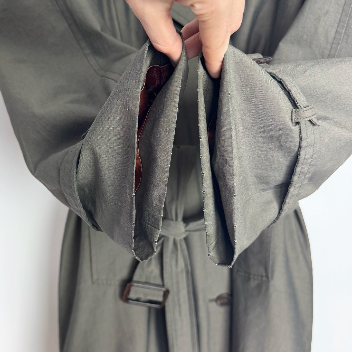 80s Trench Coat in Putty with Funnel Neck