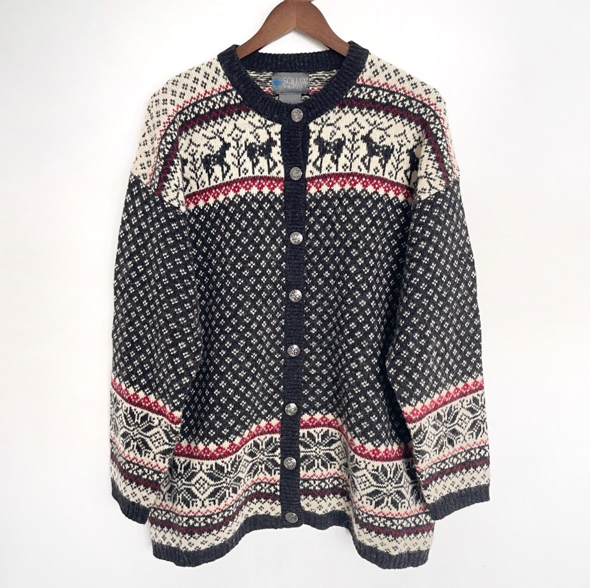 90s/00s Wool Reindeer Fair Aisle Cardigan