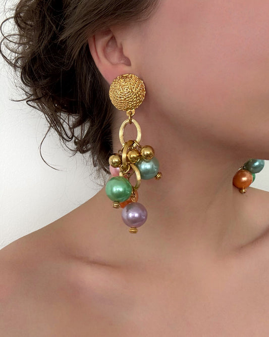 80s/90s Pastel Cluster Dangle Earrings