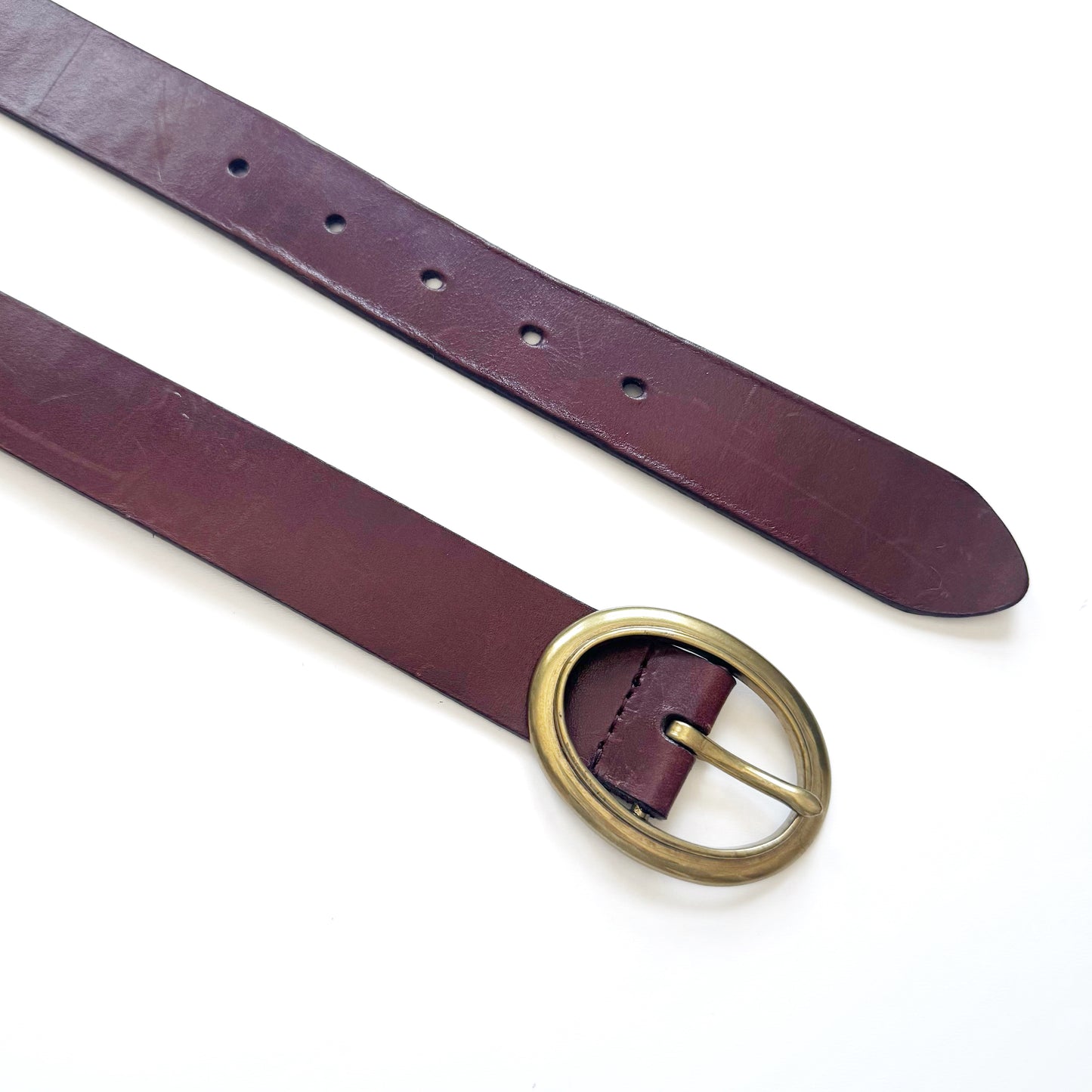 Genuine Leather Tan Belt with Brass Oval Buckle