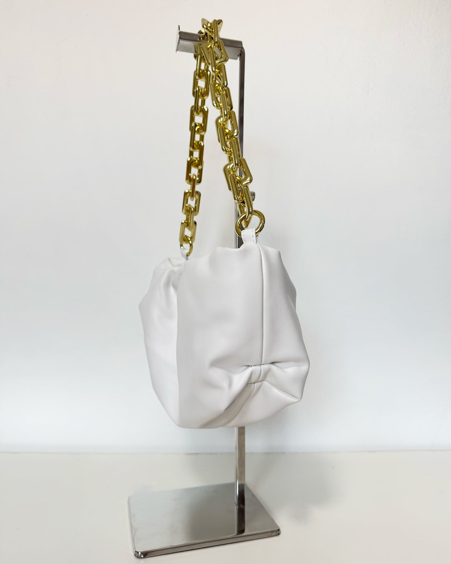 Pouch Shoulder Bag with Gold Chunky Chain