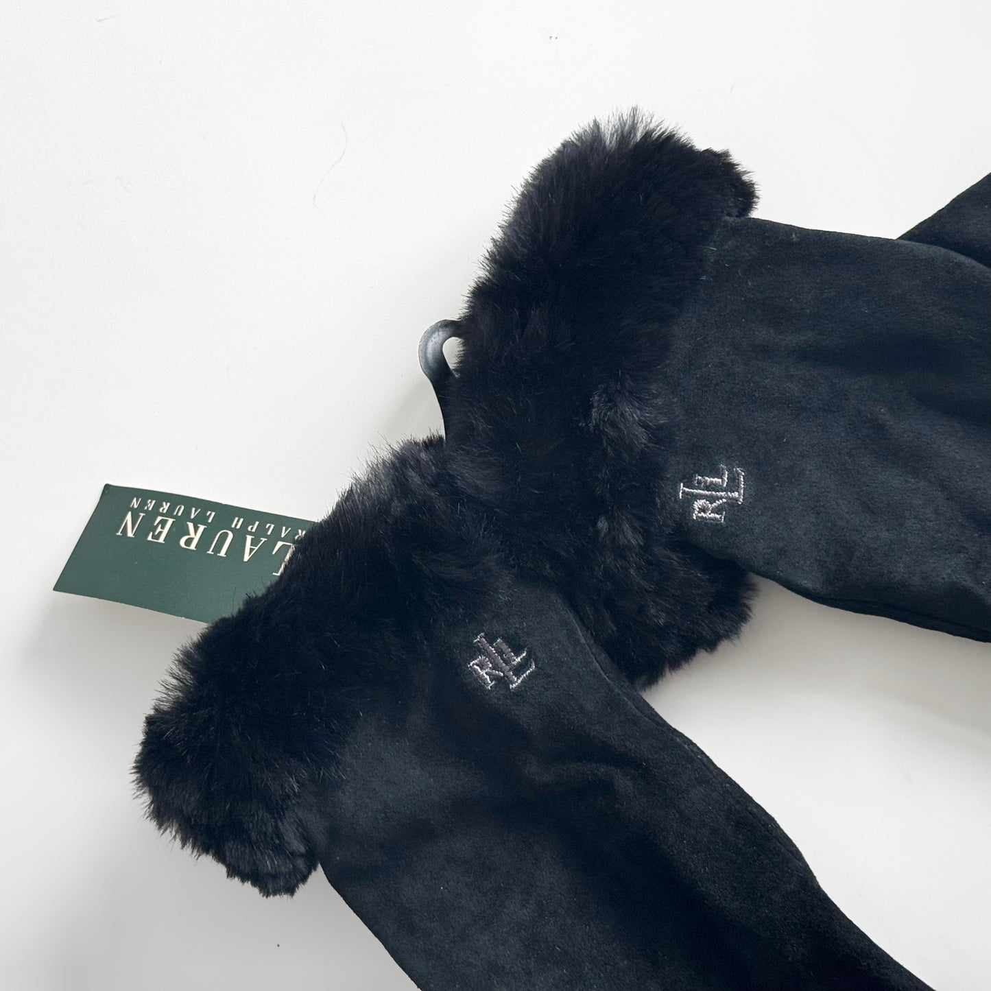 Lauren Ralph Lauren Suede Black Gloves
