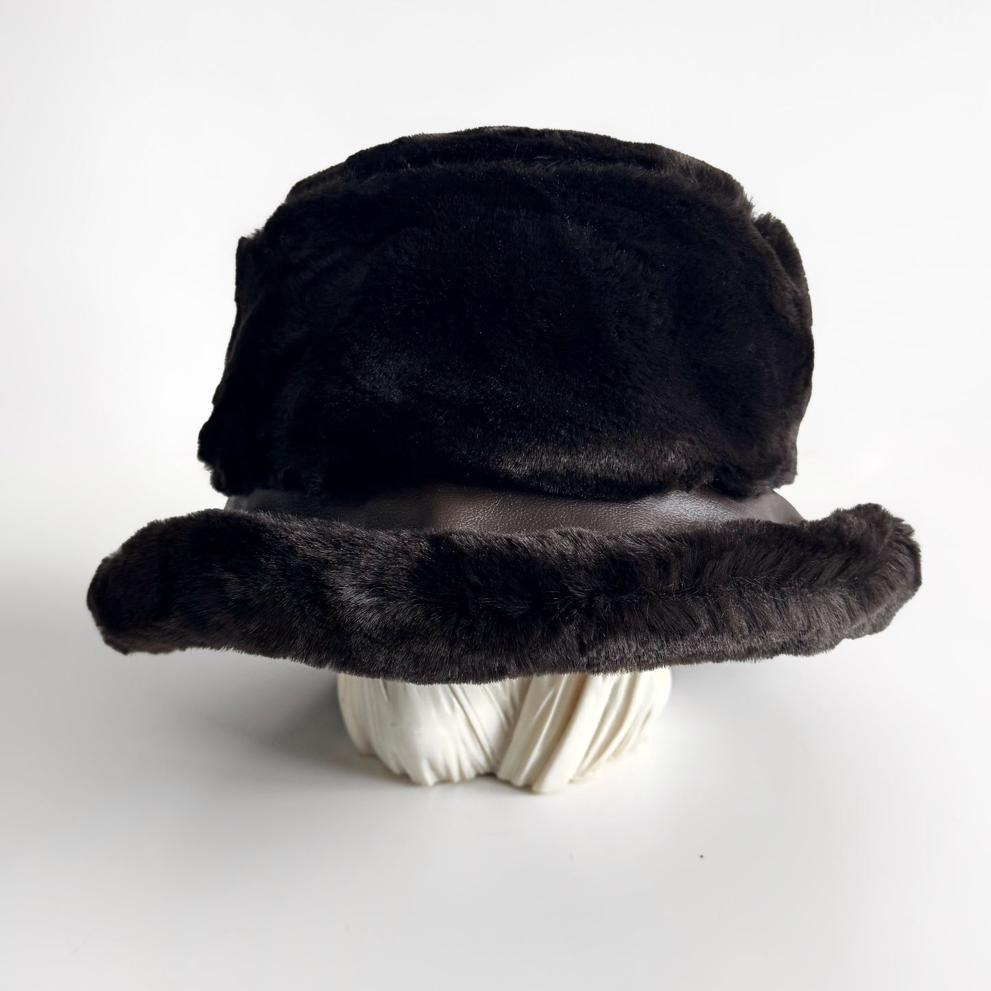 Faux Fur and Leather Italian Chocolate Brown Hat