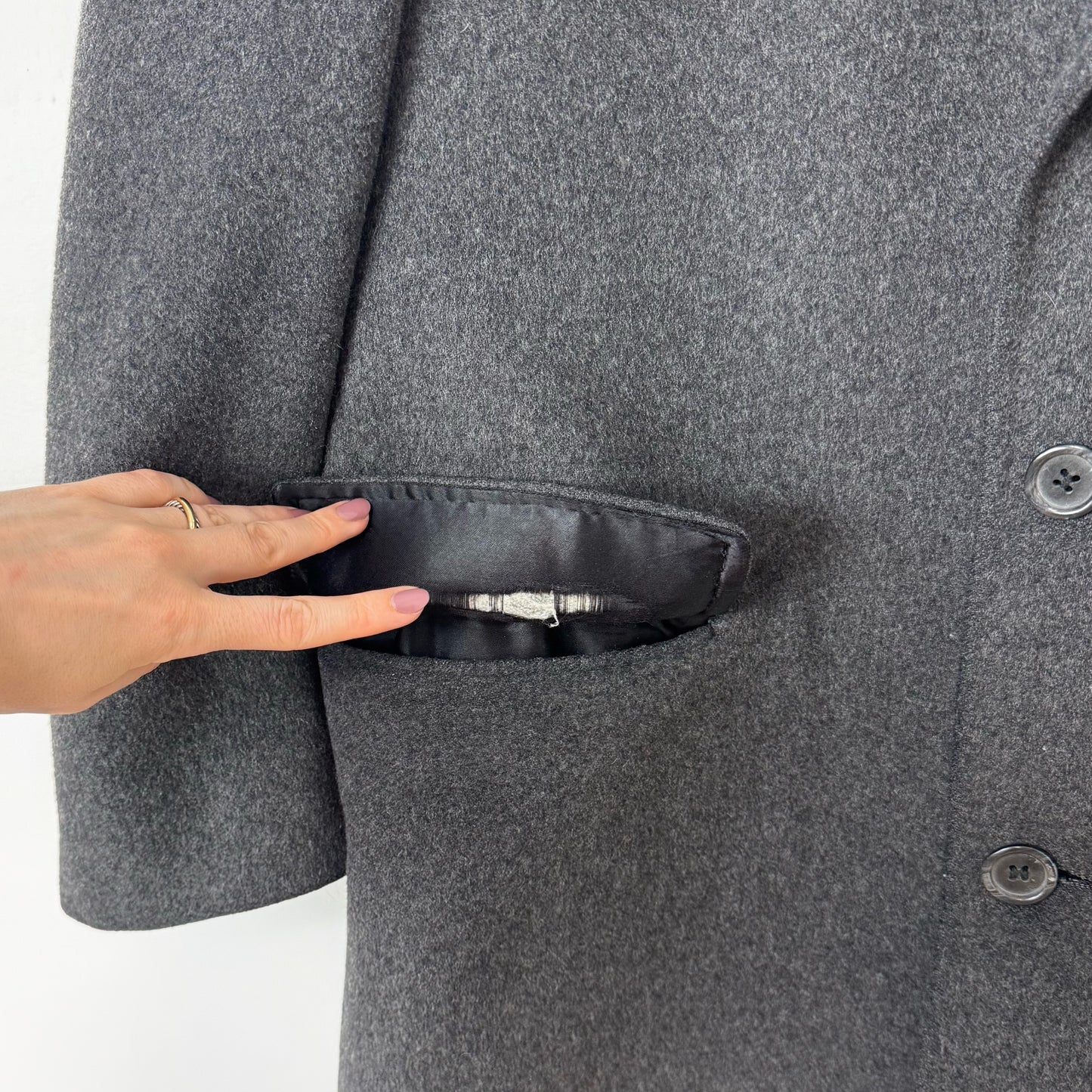 50s Structured Wool Top Coat in Charcoal