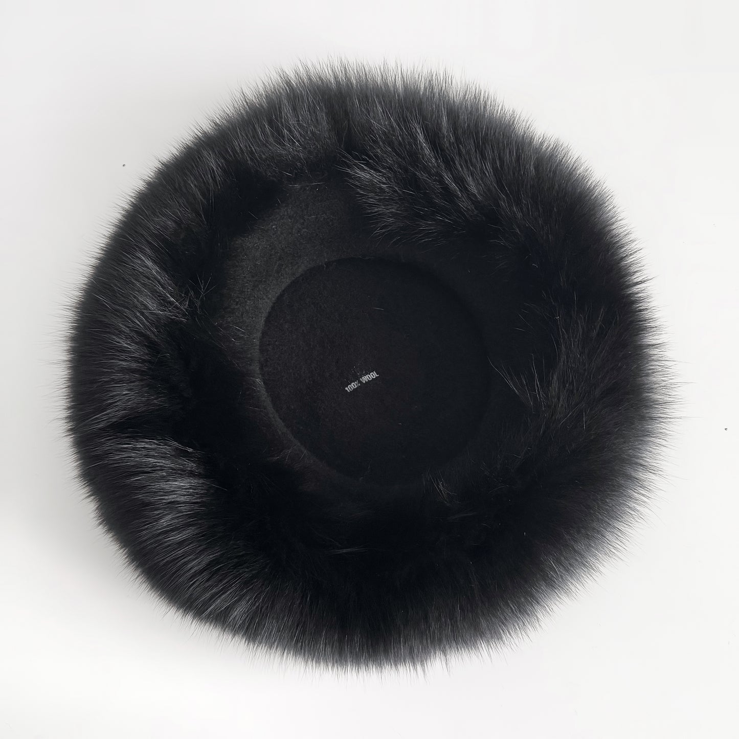Wool and Genuine Fur Black Beret