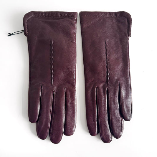 Genuine Leather Burgundy Gloves Short