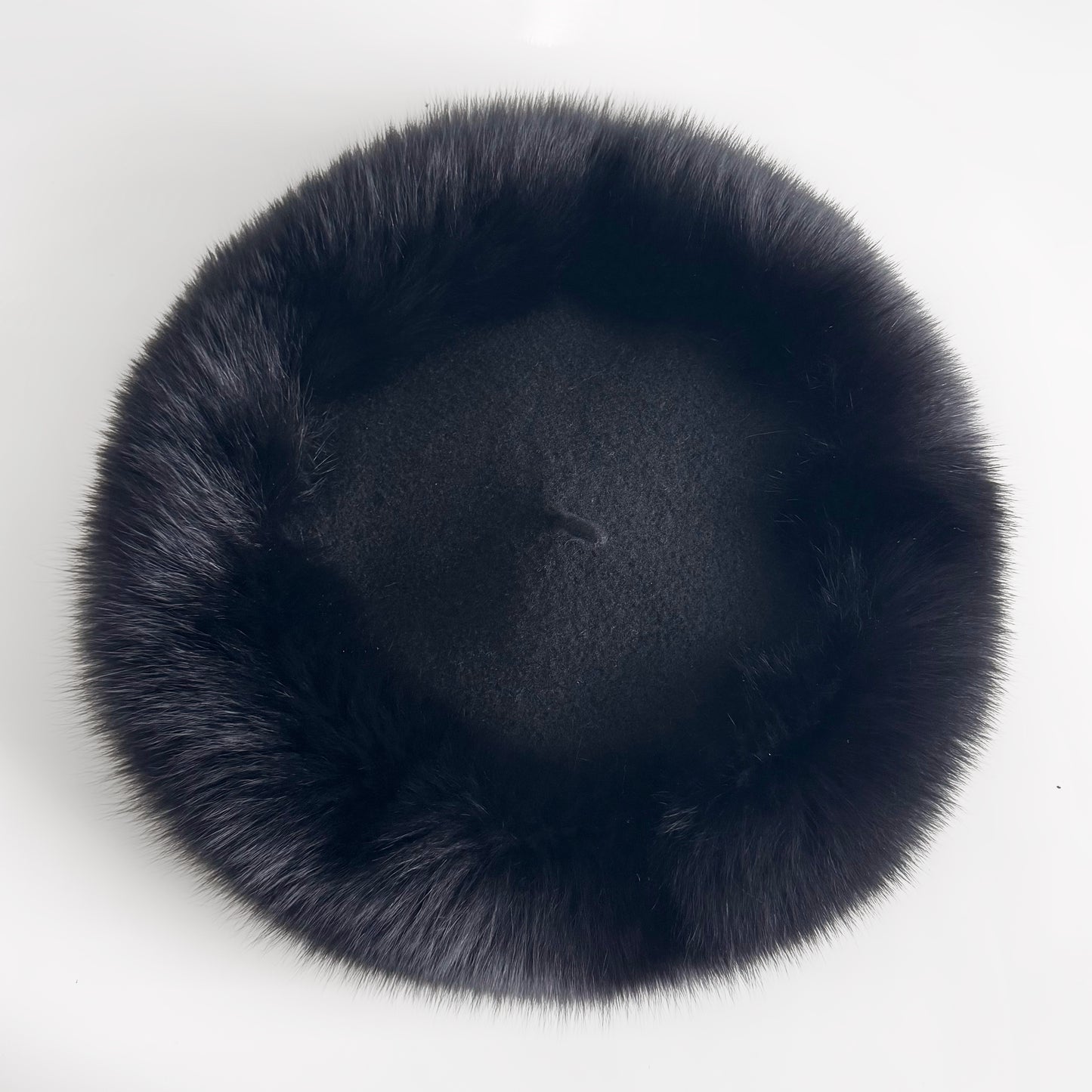 Wool and Genuine Fur Black Beret