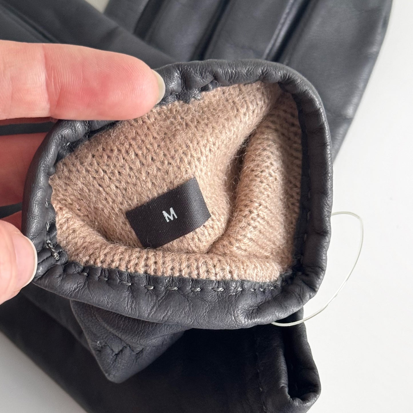 Genuine Leather Grey Gloves