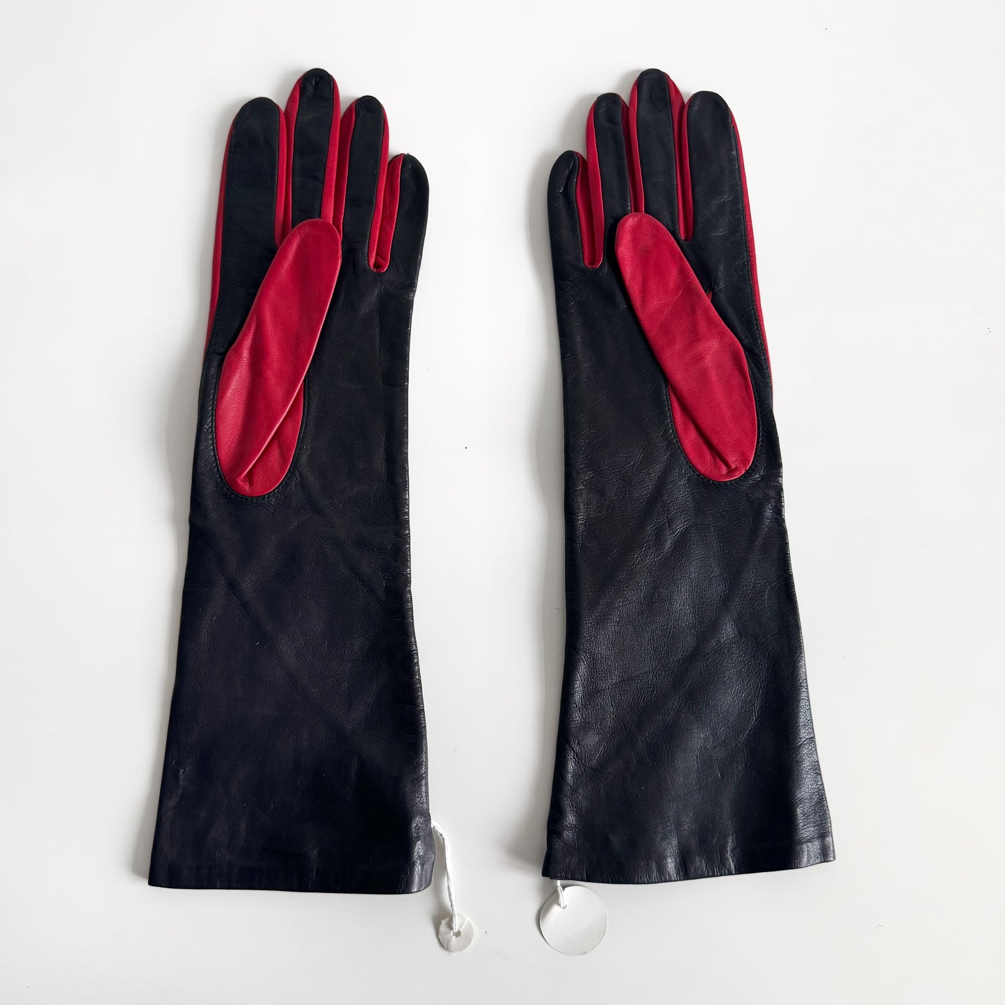 Genuine Leather Black and Red Gloves