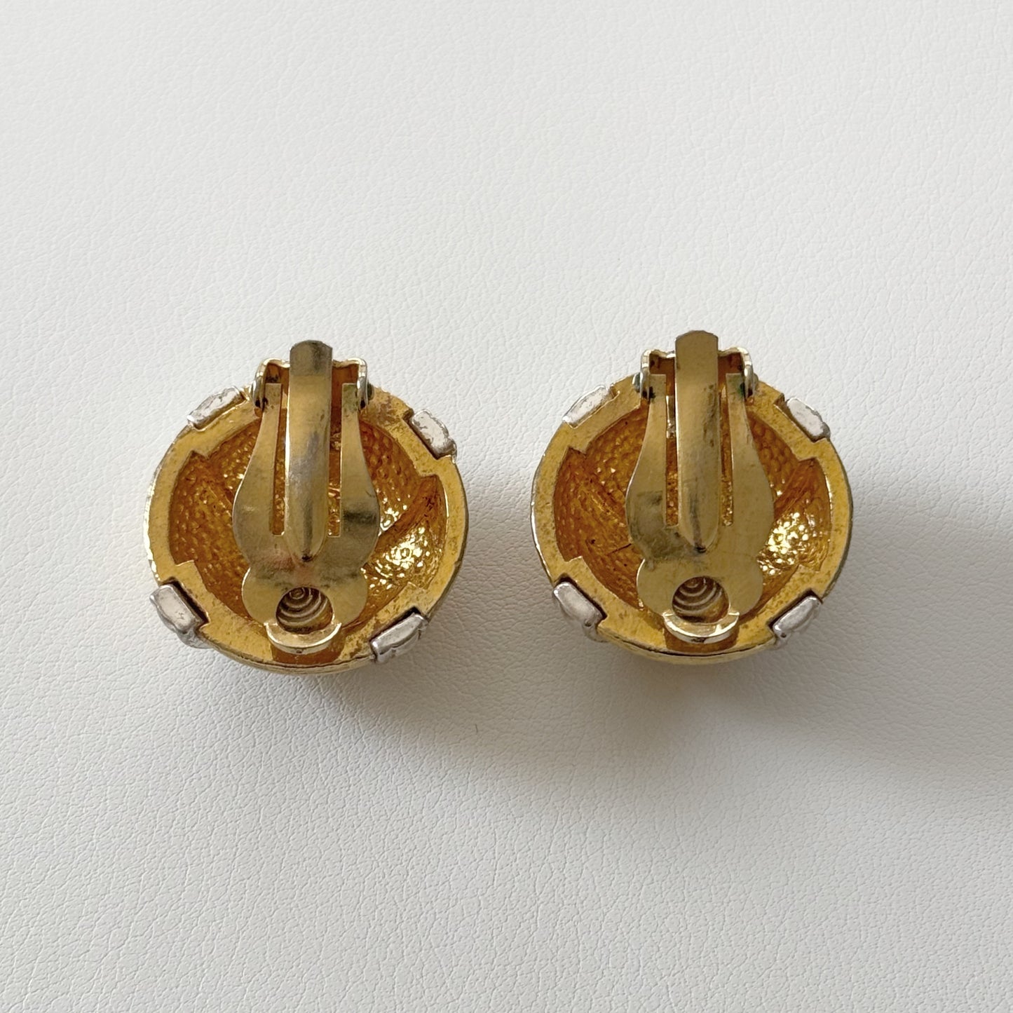 80s Two-tone Cross Dome Clip Earrings