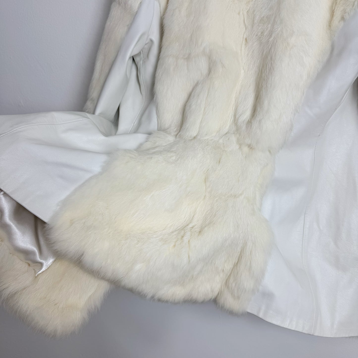 2010s Bebe Rabbit Fur Coat with Leather Panels
