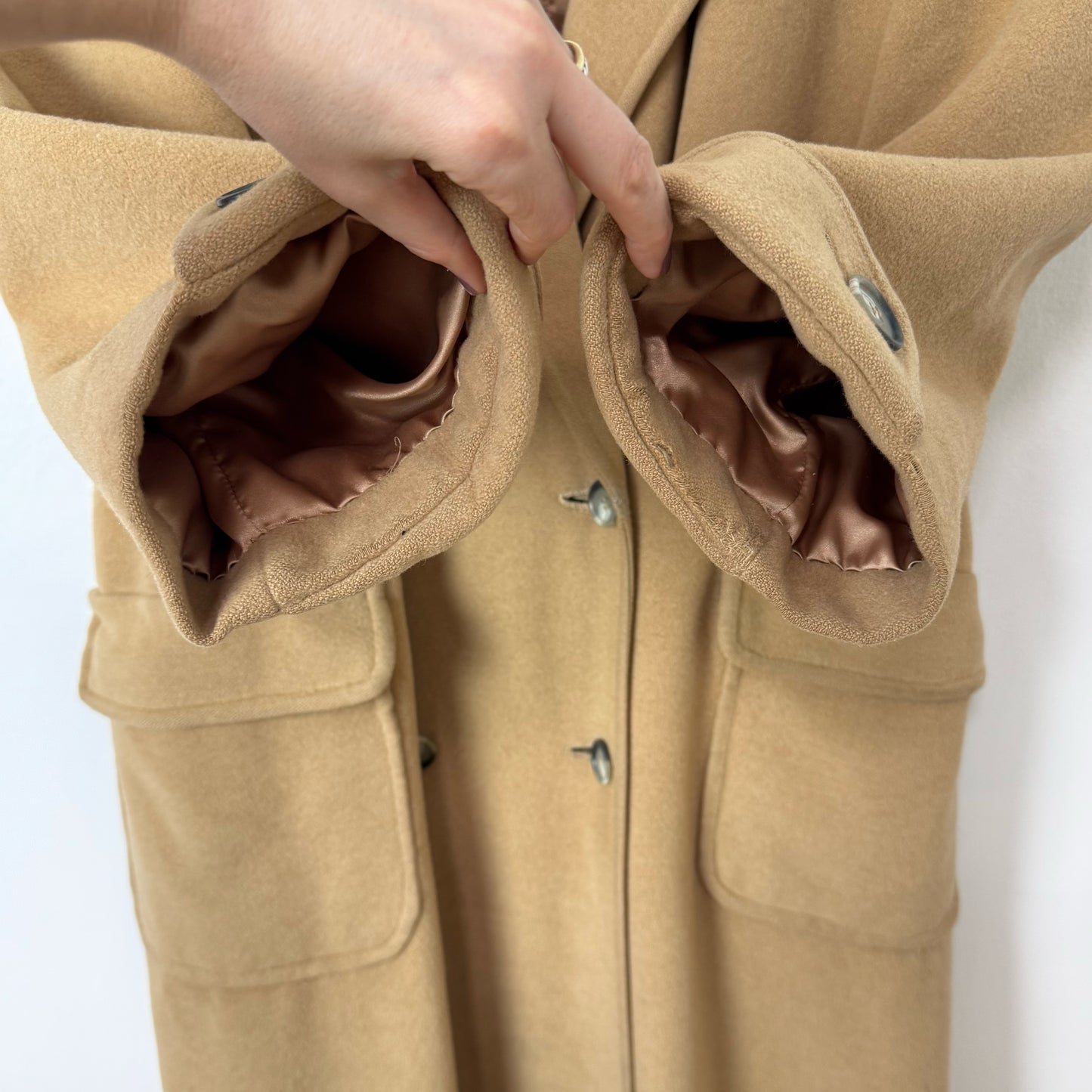 80s/90s Regency Neiman Marcus Camel Hair Top Coat in Tan