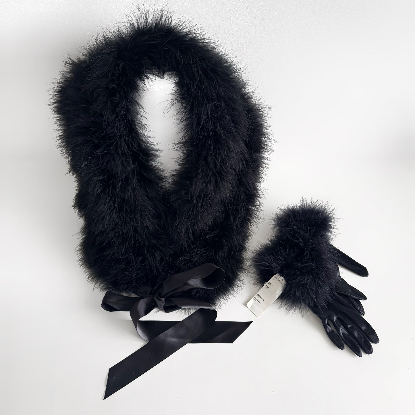 Feather and Satin Stole + Gloves