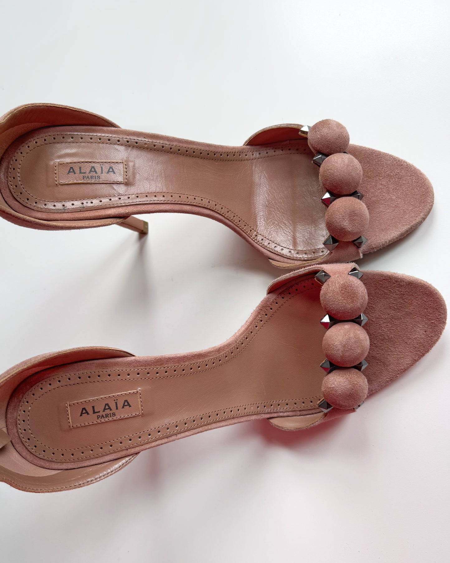 ALAIA “La Bombe” Stud Embellished Sandal Heels (38.5)