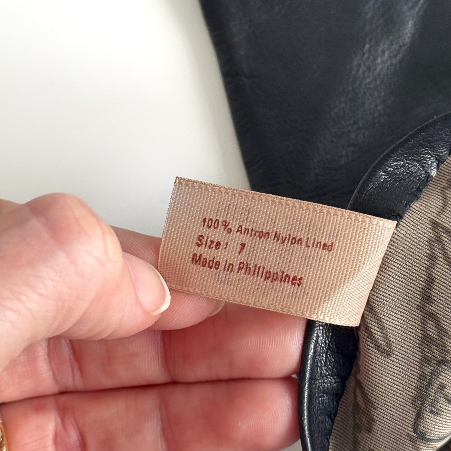 Genuine Leather Black and Red Gloves