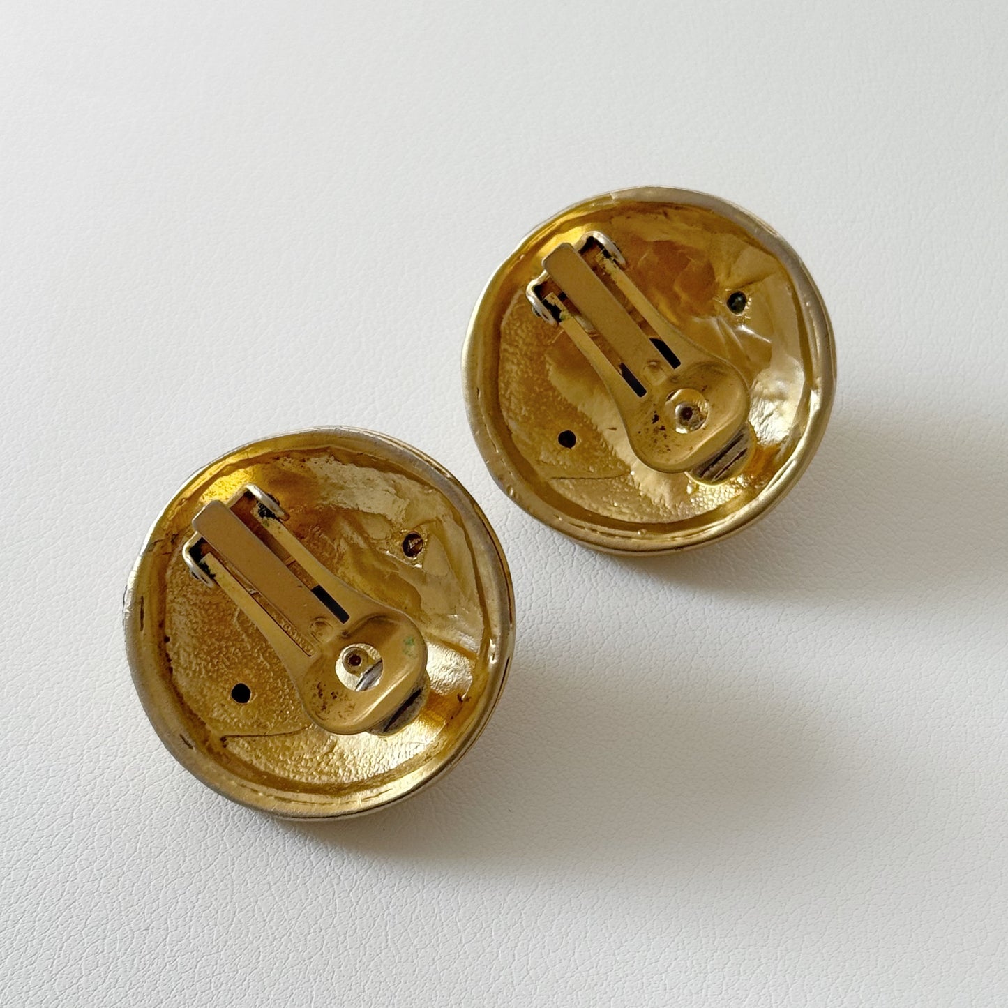 80s Rhinestone Dome Clip Earrings