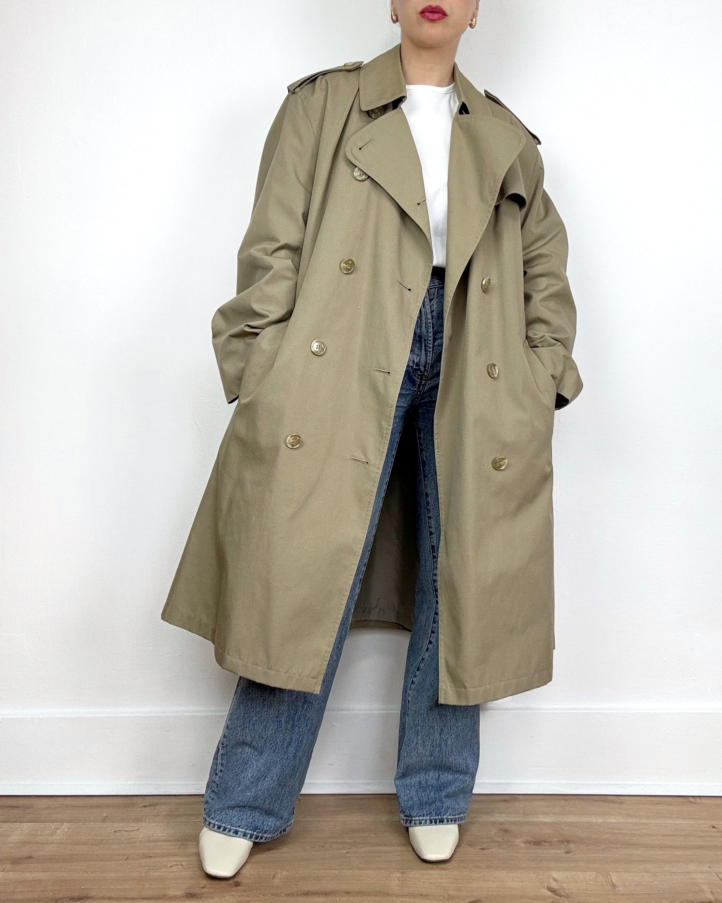 90s Minimal Trench Coat in Tan
