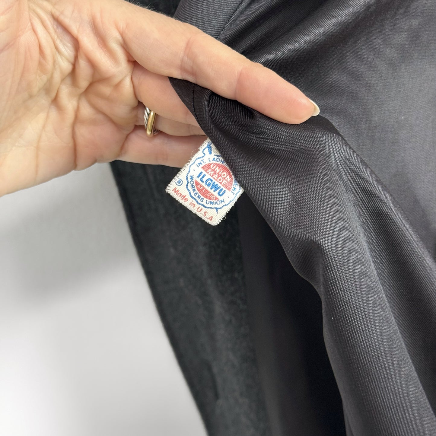 80s Charcoal Cape Coat with Velvet Details