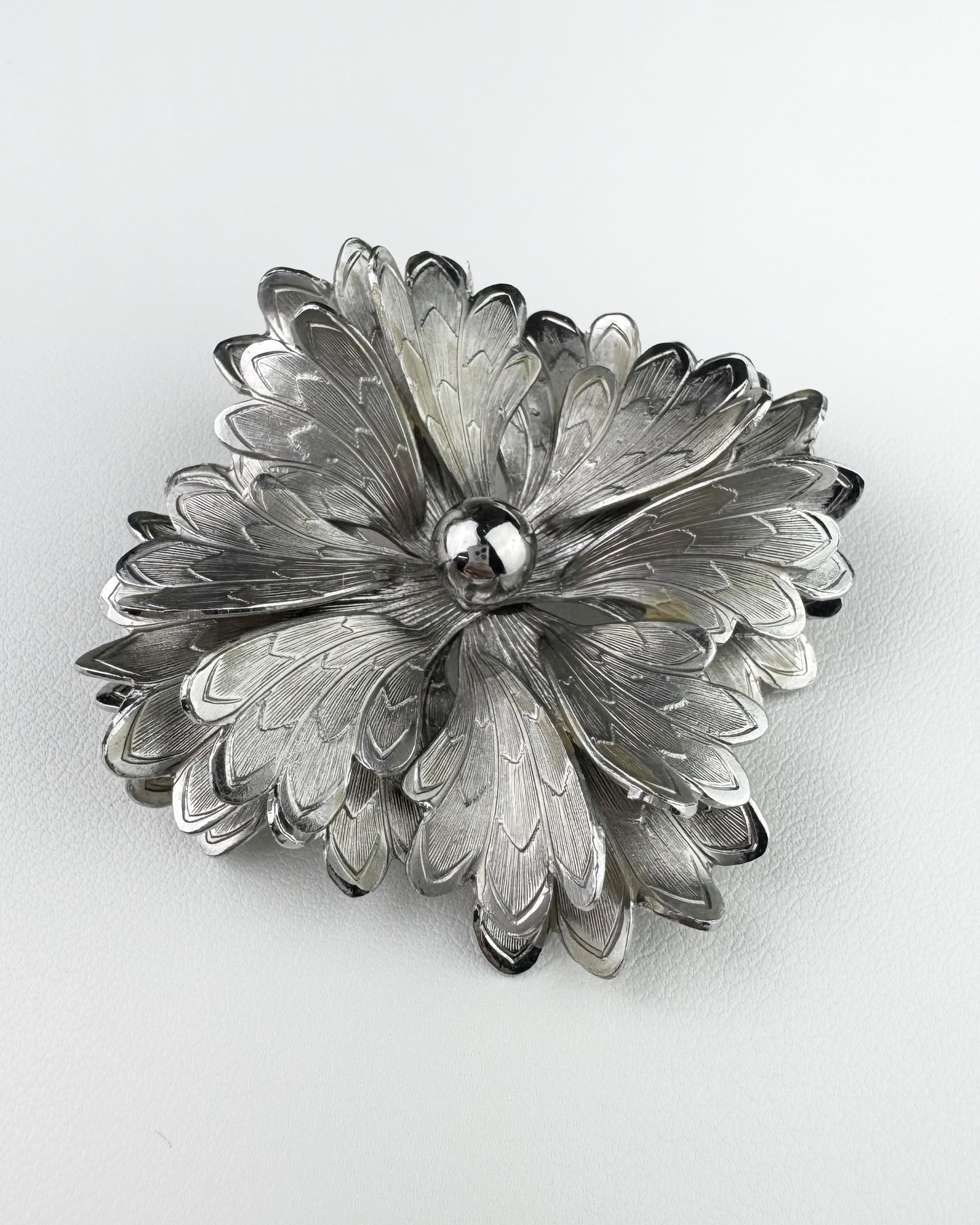 50s/60s Silver tone Flower Brooch