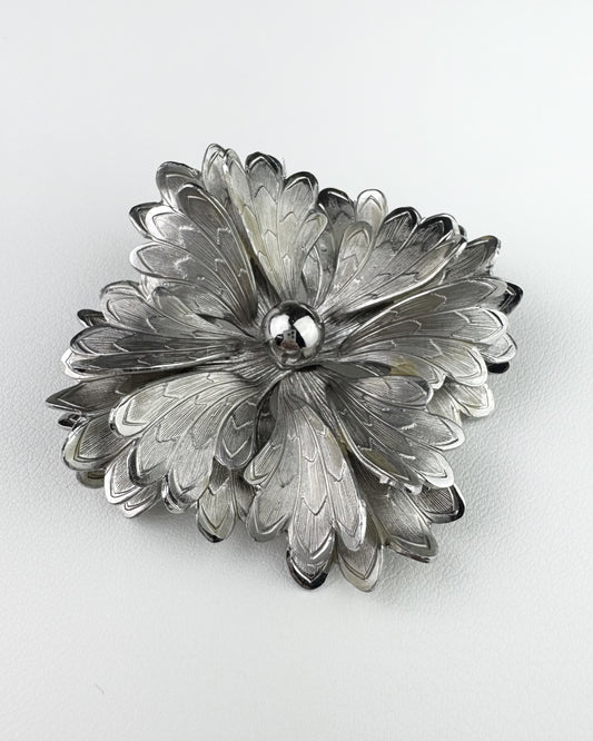 50s/60s Silver tone Flower Brooch