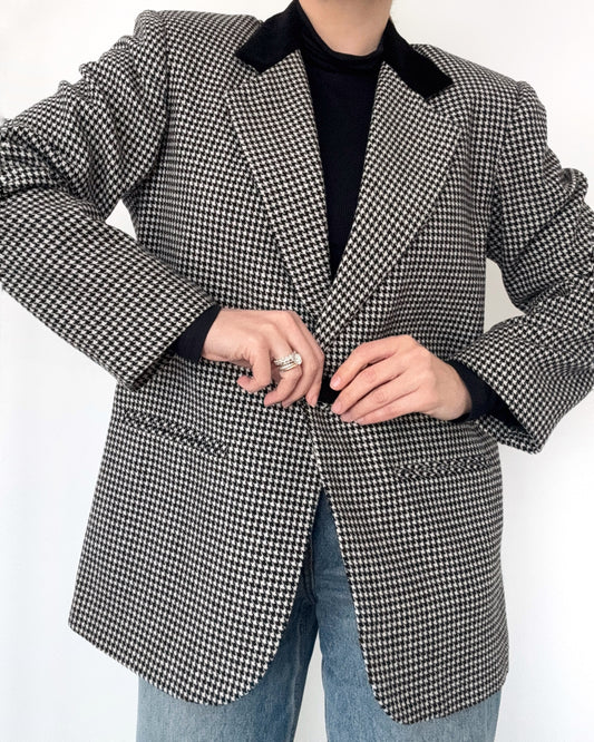 80s Wool Houndstooth Blazer