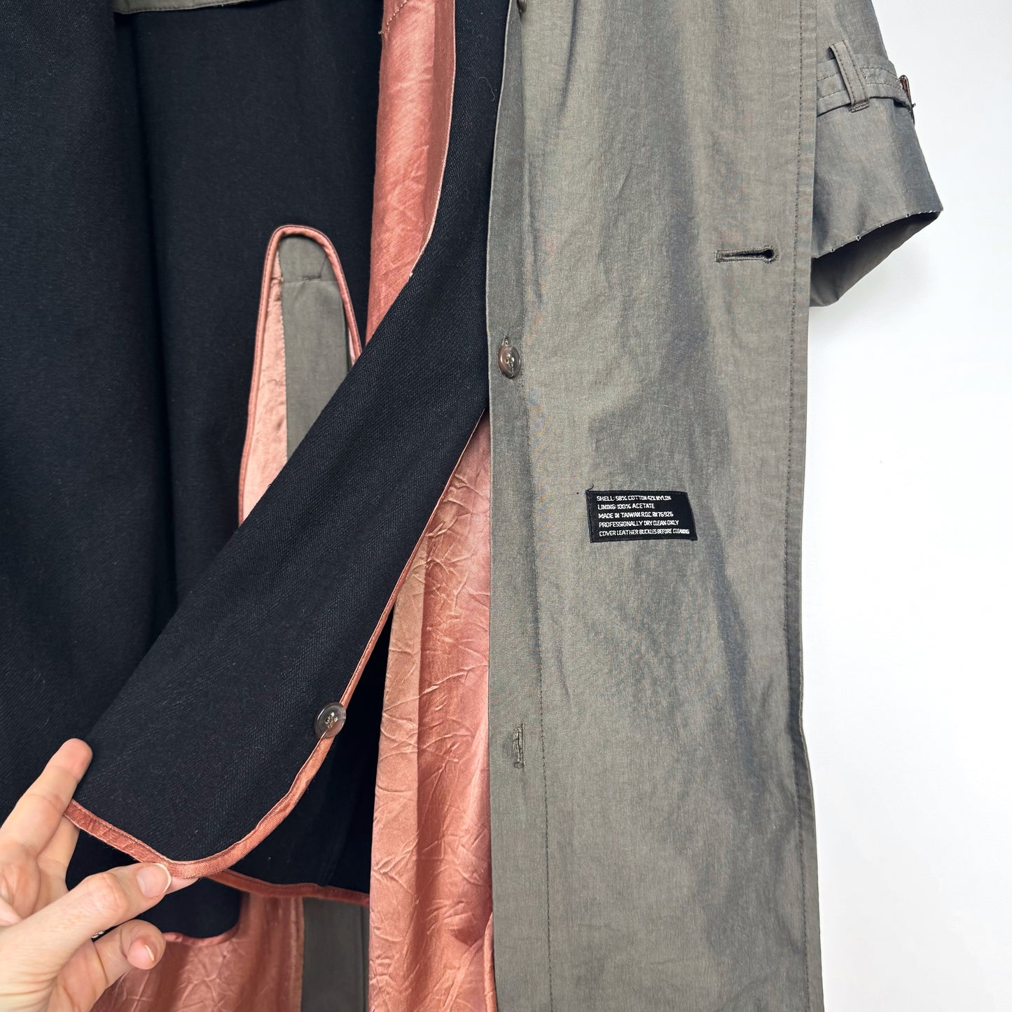 80s Trench Coat in Putty with Funnel Neck