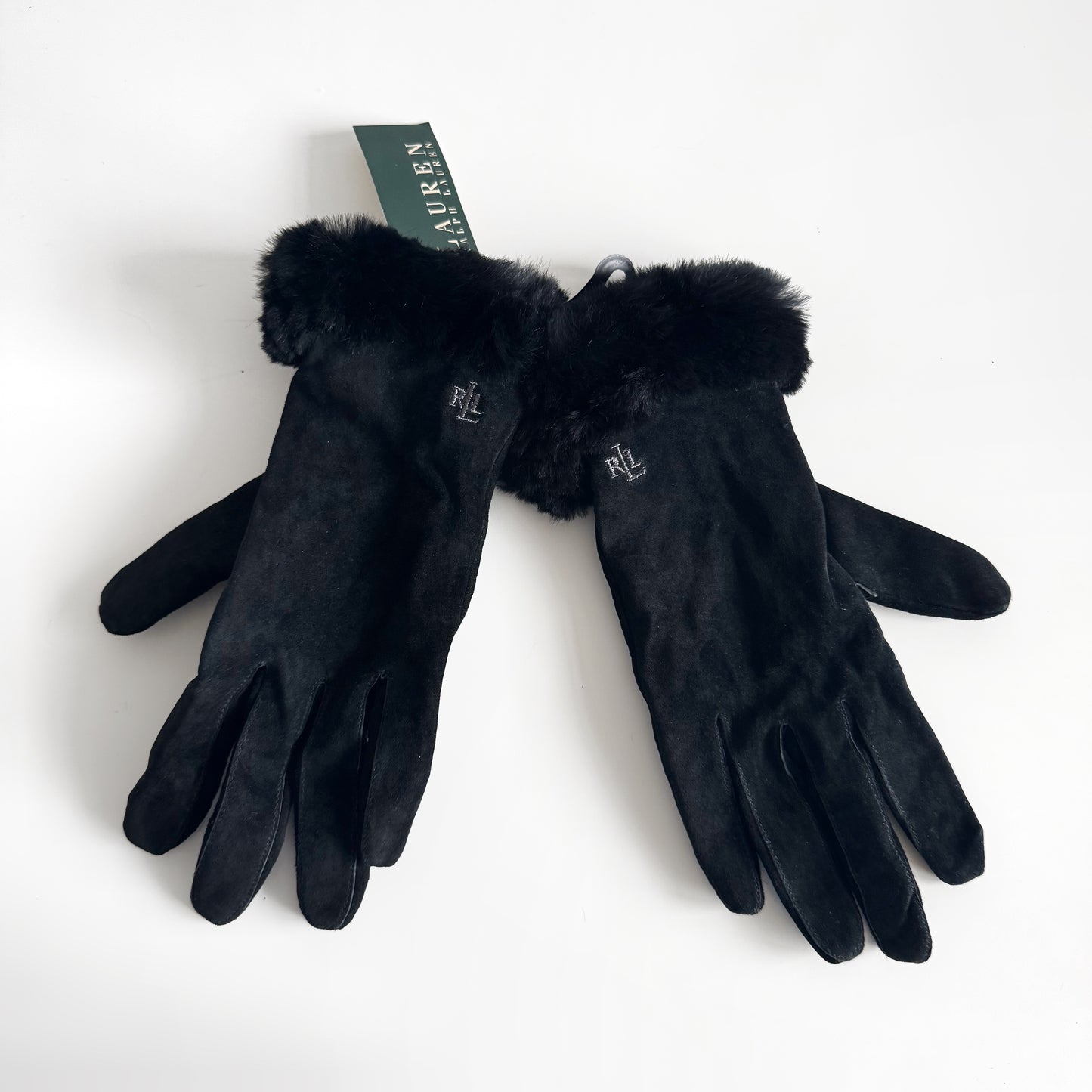 Lauren Ralph Lauren Suede Black Gloves