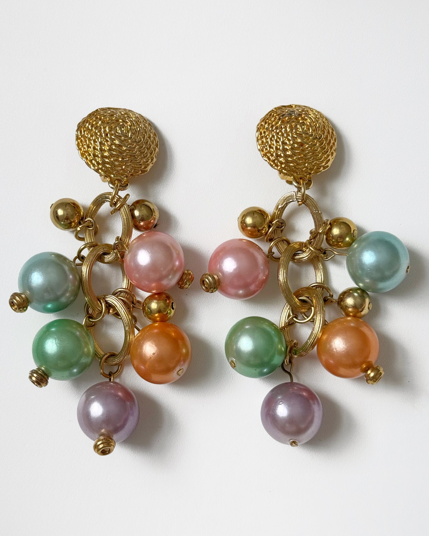 80s/90s Pastel Cluster Dangle Earrings