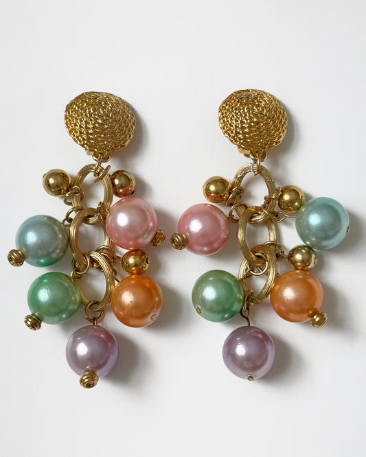 80s/90s Pastel Cluster Dangle Earrings
