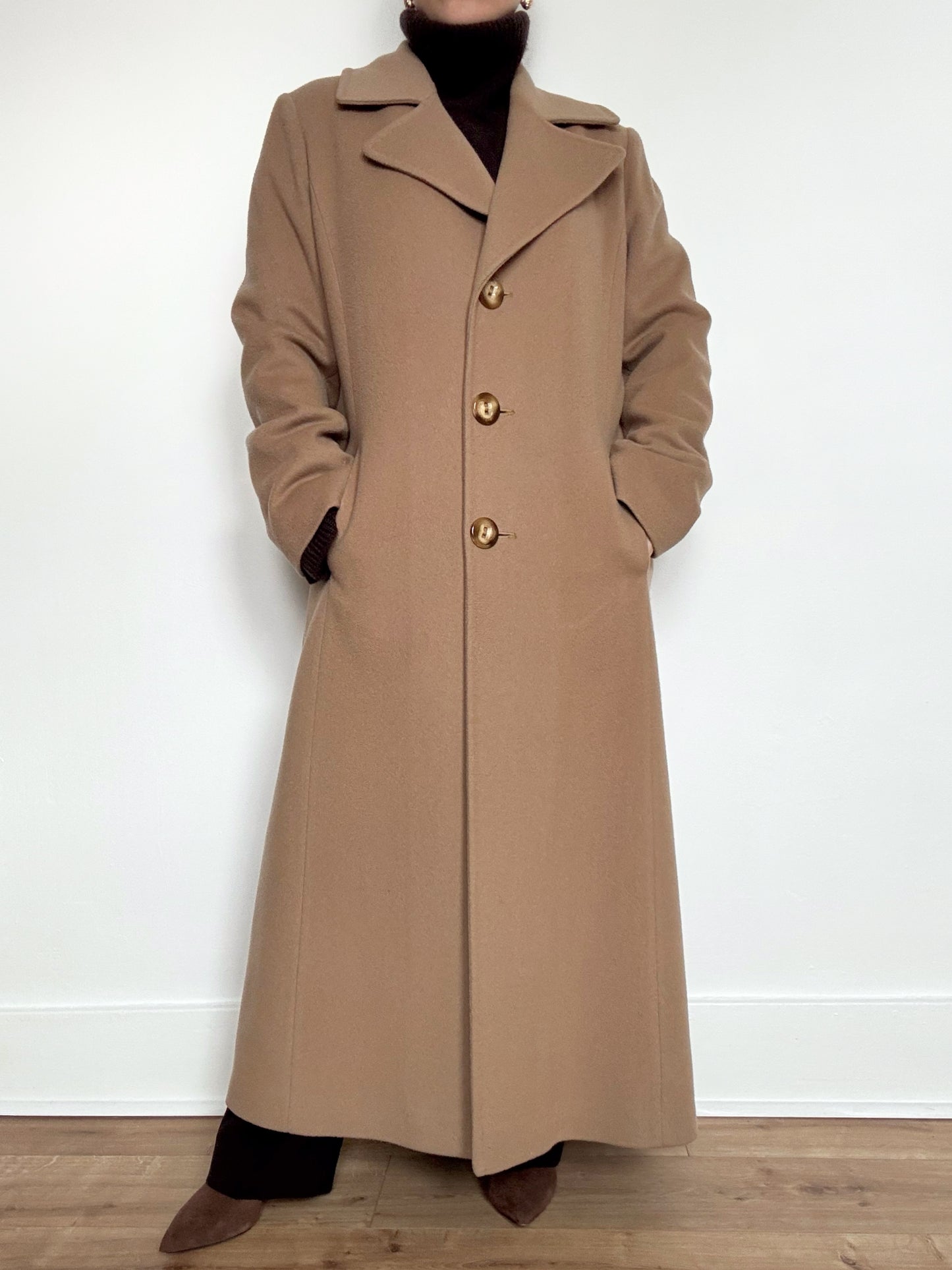 Fluerette Loro Piana Wool Maxi Top Coat in Camel