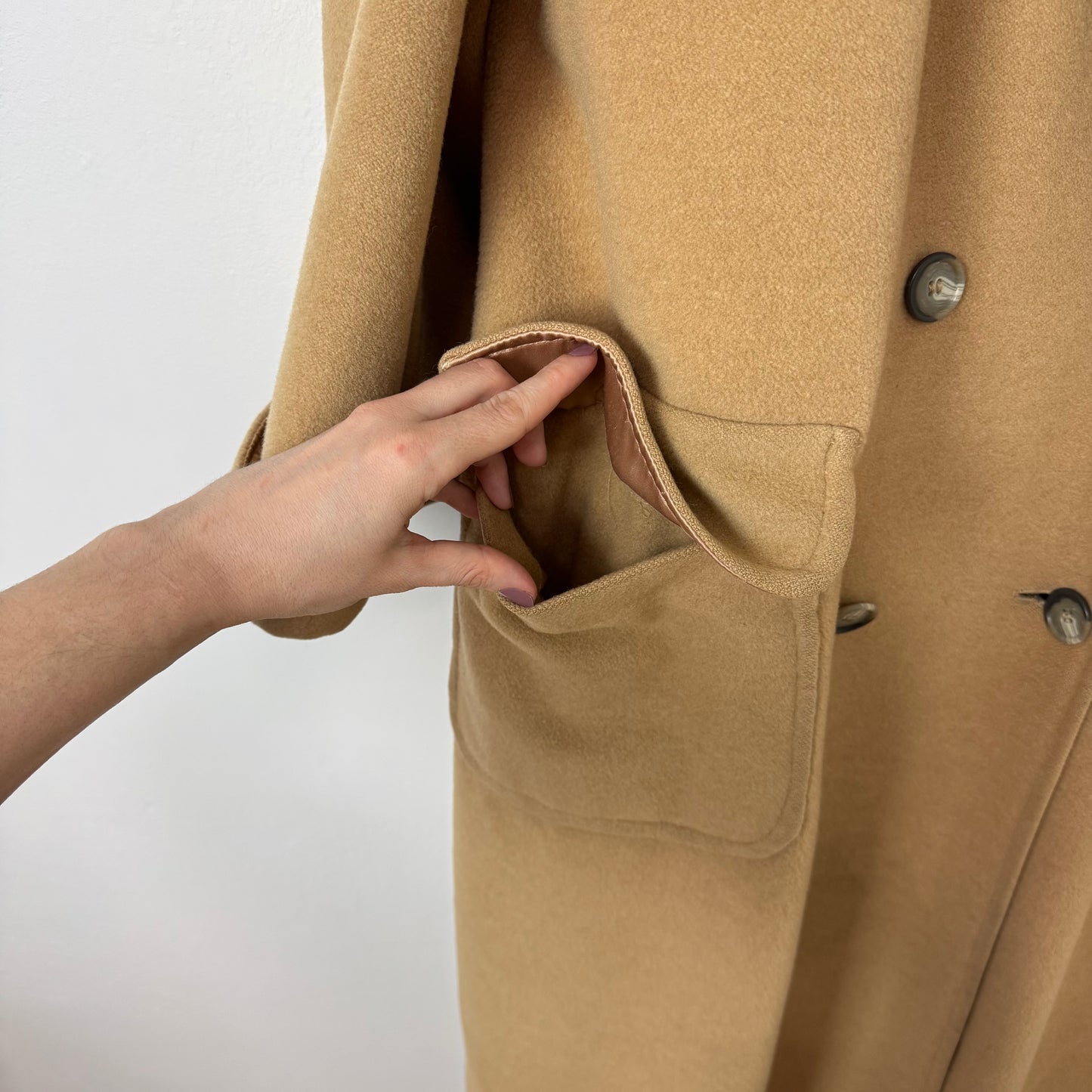 80s/90s Regency Neiman Marcus Camel Hair Top Coat in Tan